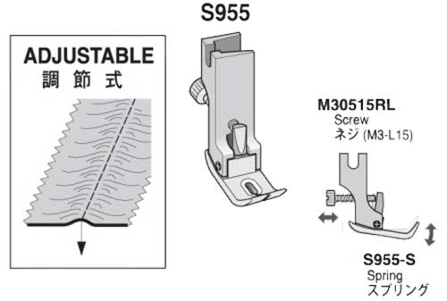 スイセイ　調整式シャーリング押え金　/型番：S955【メール便での発送OK】 2