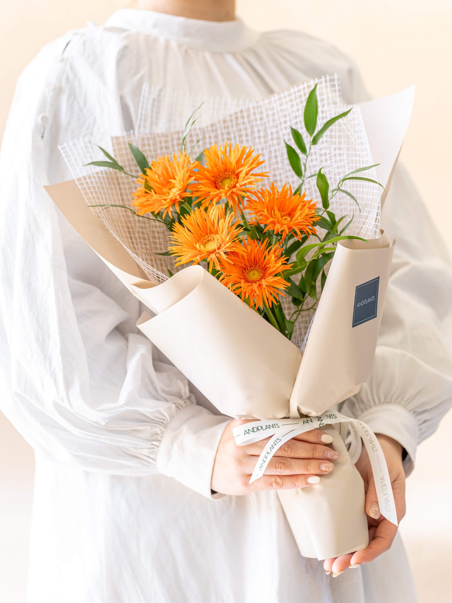 ガーベラ 花束 ブーケ 5本 10本 オレンジ ピンク ホワイト ミックス ギフト プレゼント ANDPLANTS アン..