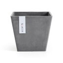 Ecopots Rotterdam 20　四角い底面給水鉢 6号 プラスチック+天然石 軽い インテリアになる鉢 グレー