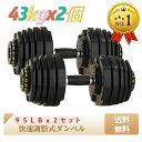 ダンベル 可変式 95LB43kgx 2個 セット 可変式ダンベル 2個セット 可変ダンベル 筋トレ グッズ ダンベルセット だんべる 15段階調節 宅トレ 筋力トレーニング 可変 メンズ レディース おしゃれ 男性 女性 黒 ブラック 自宅 ウエイト トレーニング 器具 トレーニンググッズ