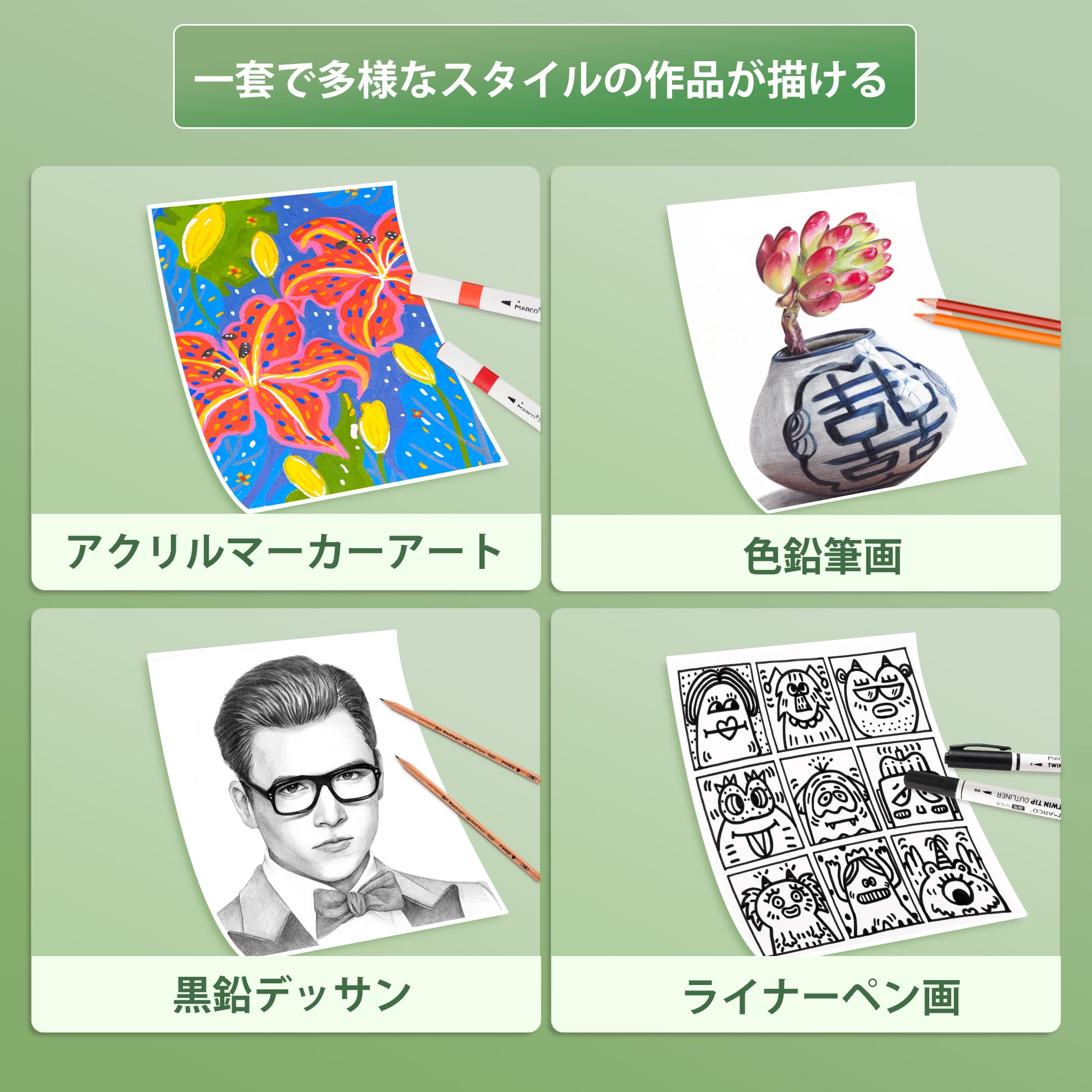 37 点 お絵かきセット 子供用、色鉛筆とスケッチ鉛筆、アクリルとブラック双頭マーカーペン、消しゴム筆削り付き 画材キット 小学生向け 絵画文具セット アートギフト 初心者 プレゼント (tm24-37 点) andplus-ot-10001323 アンドプラス 楽天市場店 サンプル画像3