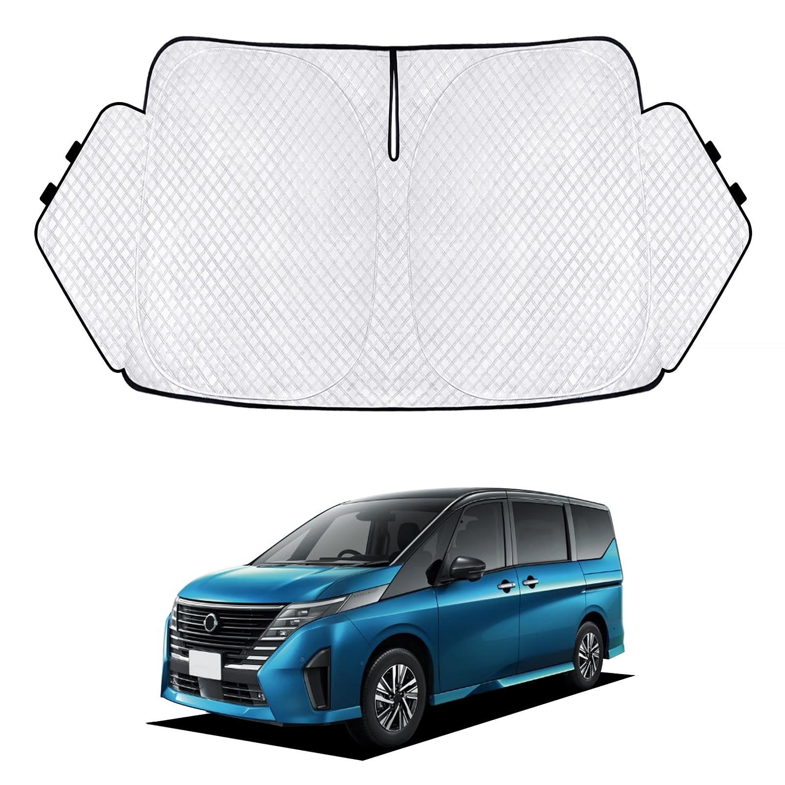 Rakuten - 新型 セレナ C28系 サンシェード SERENA C28 FC28 FNC28 NC28 車種用 フロントガラス用 サンシェード カーシェード シェードカーテン UVカット 日よけ 遮光 断熱 マルチサンシェード 紫外線カット 高密度生地 日差し 折り畳み式 車中泊 プライバシー保護 アクセサリー カス