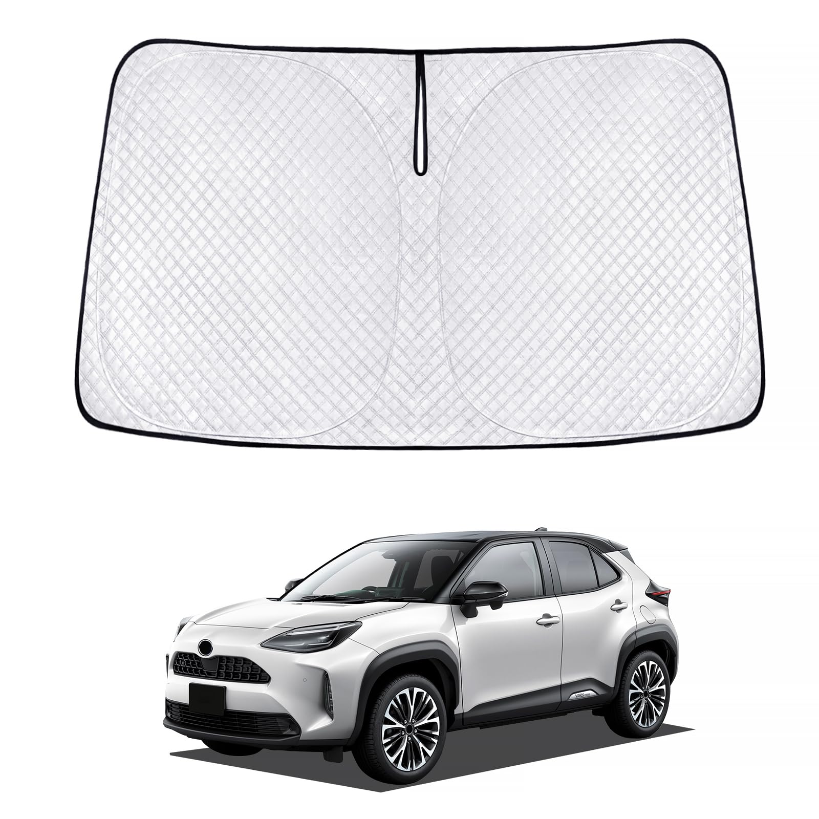 乐天商城 - 新型 ヤリスクロス サンシェード yaris cross 車種用 フロントガラス用 サンシェード カーシェード シェードカーテン UVカット 日よけ 遮光 断熱 マルチサンシェード 紫外線カット 高密度生地 日差し 折り畳み式 車中泊 プライバシー保護 アクセサリー カスタム パーツ