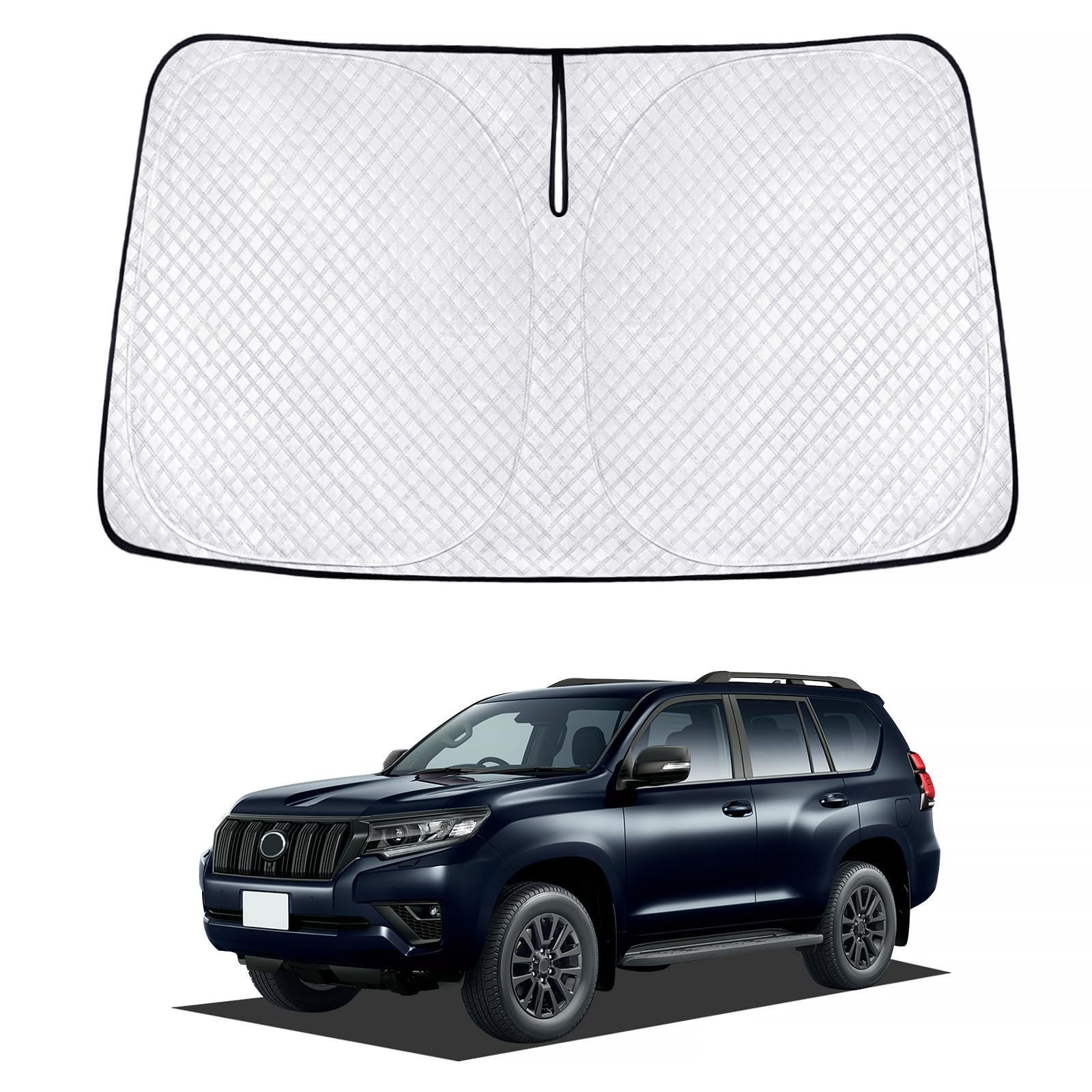 新型 ランクル プラド 150系 後期 サンシェード PRADO 150 車種用 フロントガラス用 サンシェード カーシェード シェードカーテン UVカット 日よけ 遮光 断熱 マルチサンシェード 紫外線カット 高密度生地 日差し 折り畳み式 車中泊 プライバシー保護 アクセサリー カスタム