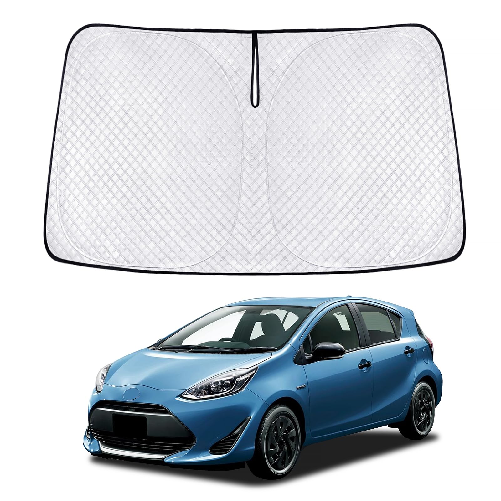 Rakuten - 新型 アクア 10系 NHP10/NHP10H サンシェード AQUA 車種用 フロントガラス用 サンシェード カーシェード シェードカーテン UVカット 日よけ 遮光 断熱 マルチサンシェード 紫外線カット 高密度生地 日差し 折り畳み式 車中泊 プライバシー保護 アクセサリー カスタム パーツ