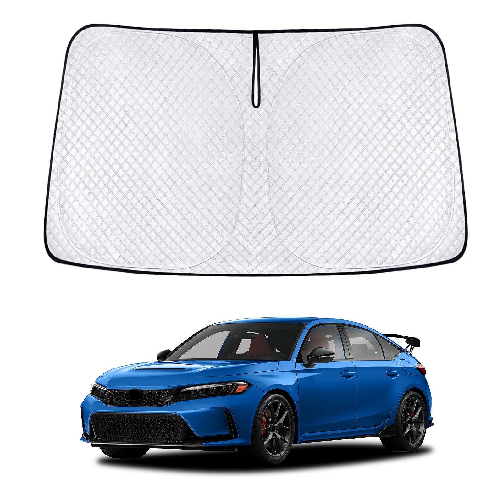 Rakuten - 新型 シビック FL系 サンシェード CIVIC 車種用 フロントガラス用 サンシェード FL1/4型 R type FL5型 カーシェード シェードカーテン UVカット 日よけ 遮光 断熱 マルチサンシェード 紫外線カット 高密度生地 日差し 折り畳み式 車中泊 プライバシー保護 アクセサリー カ