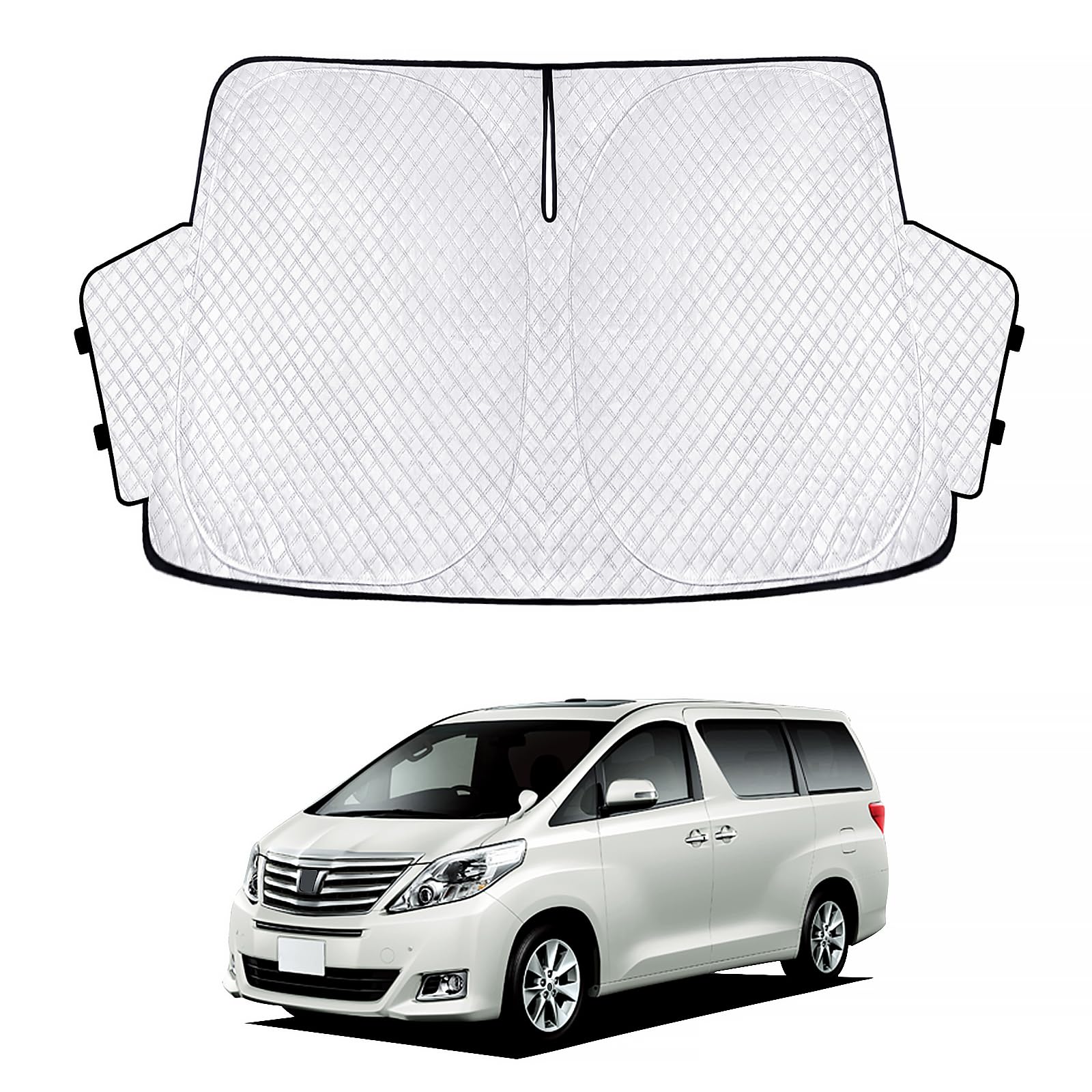 新型 アルファード ヴェルファイア 20系 サンシェード VELLFIRE ALPHARD 20 車種用 フロントガラス用 サンシェード カーシェード シェードカーテン UVカット 日よけ 遮光 断熱 マルチサンシェード 紫外線カット 高密度生地 日差し 折り畳み式 車中泊 プライバシー保護 アク