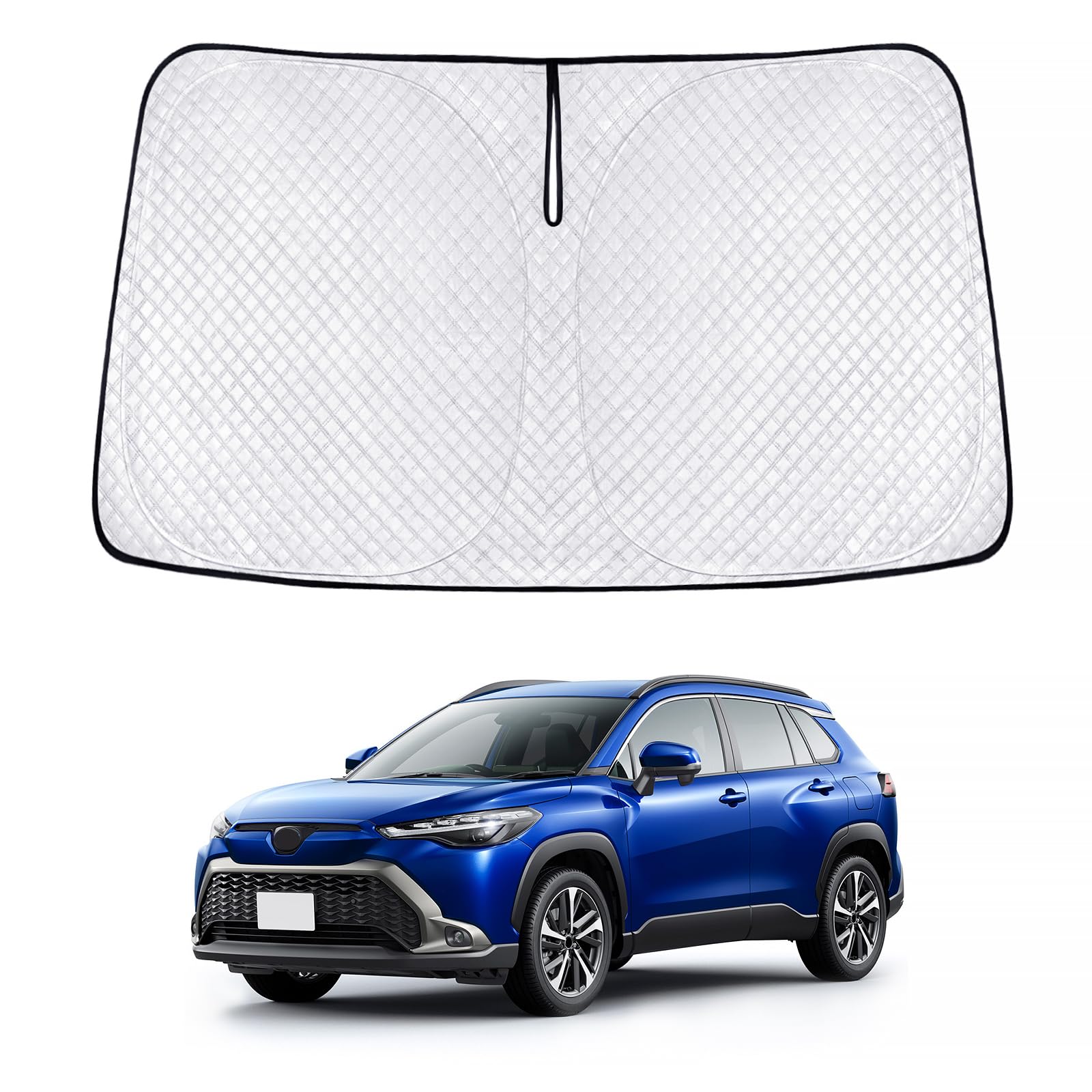 Rakuten - 新型 カローラ クロス 10系 SUV サンシェード COROLLA CROSS 車種用 フロントガラス用 サンシェード カーシェード シェードカーテン UVカット 日よけ 遮光 断熱 マルチサンシェード 紫外線カット 高密度生地 日差し 折り畳み式 車中泊 プライバシー保護 アクセサリー カスタ