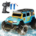 ラジコンカー こども向け オフロード スタントカー rc カー 水陸両用 4wd 四輪駆動 防水 2.4ghz 無線操作 usb 充電式 led 搭載 玩具 子供 車 の オモチャ 贈り物【付 2 * 充電池】 (ブルー)