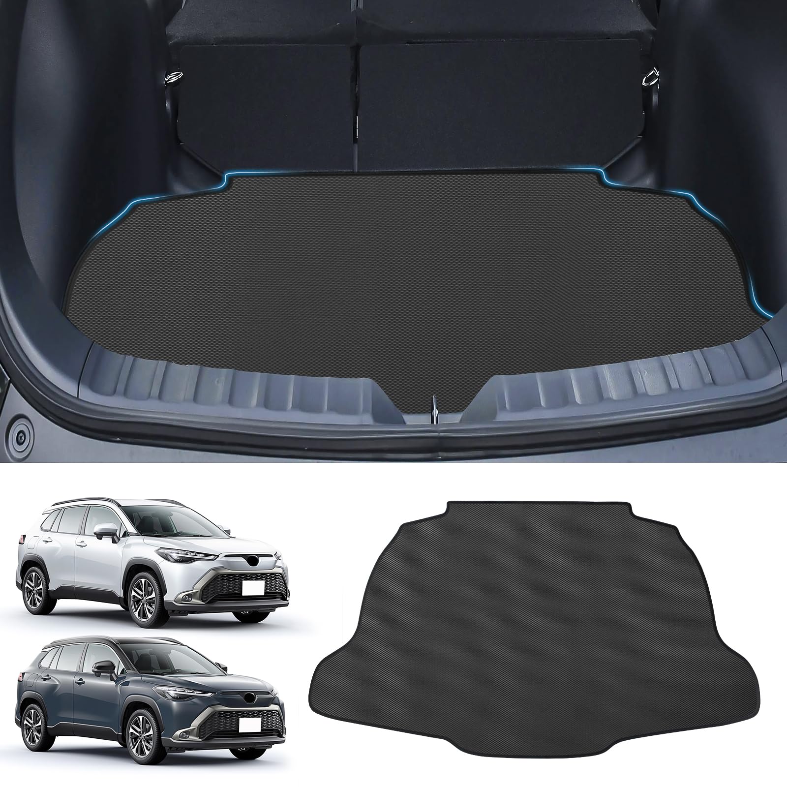 新型 カローラクロス 10系 車種用 ラゲッジマット COROLLA CROSS 2WD用 用 2Dトランクマット PVC素材 カーゴマット 滑り止め 巻け収納 保護マット 防水 耐汚れ 耐摩擦 ラゲッジトレイ 取付簡単 カスタム 内装パーツ