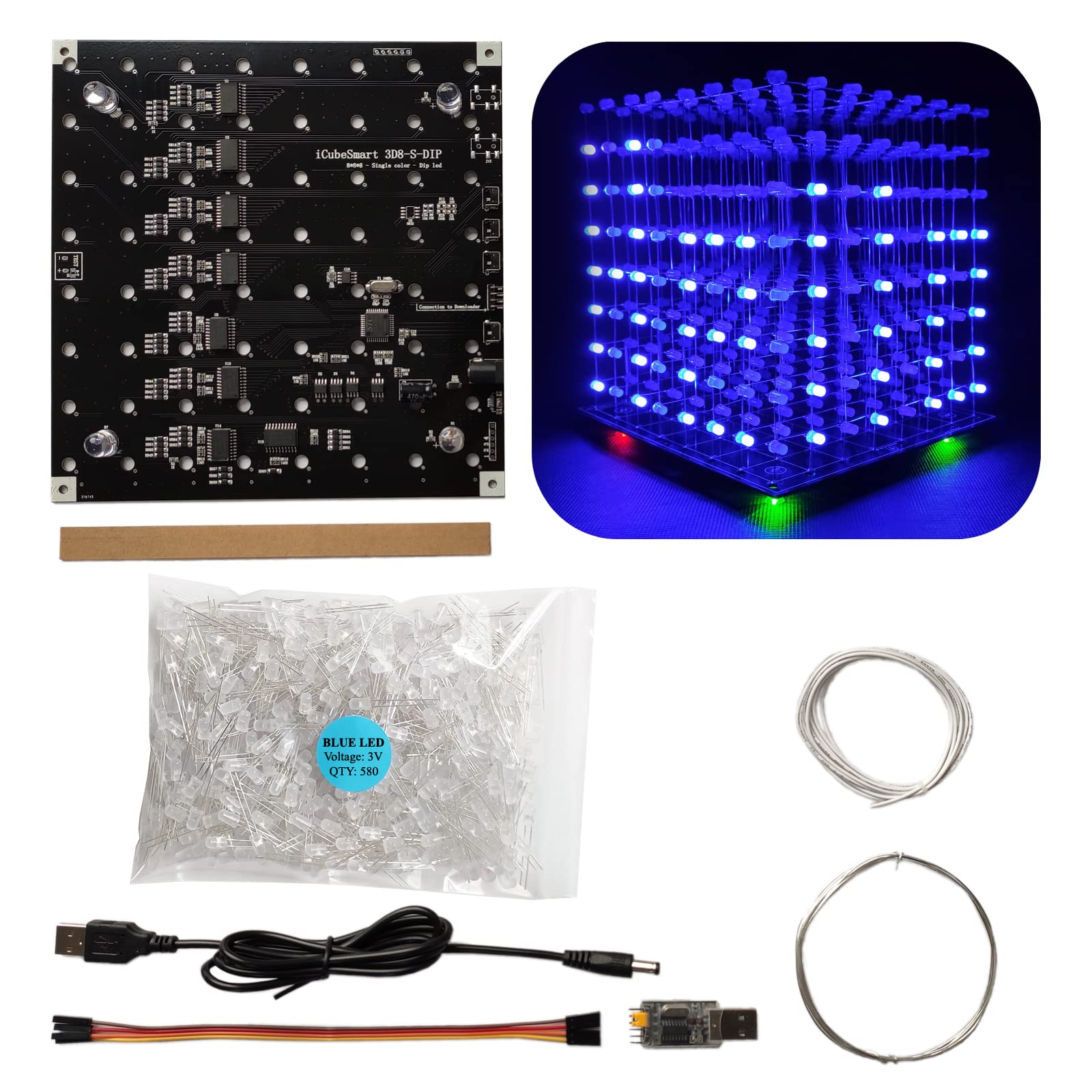 led ���塼�� diy �Ż� ���å� led cube 8x8x8 �Ϥ���դ� �������å� led ���å� ���� ���쥭�å� ����å� �ŻҤ������� ���å�