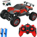 ラジコンカー こども向け オフロード スタントカー rc カー 操作時間 70 分 4wd 四輪駆動 1/16 五つライトモード 水スプレー usb 充電式 led 搭載 玩具 子供 車 の オモチャ 贈り物【付 * 充電池】 (レッド)