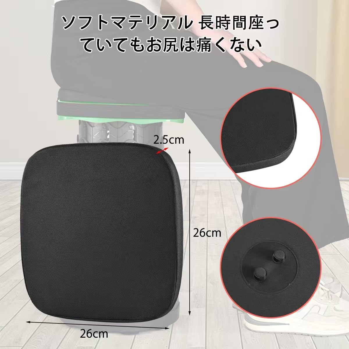 折りたたみ椅子 キャンプ椅子 伸縮式 折り畳み式アウトドアチェア 軽量 コンパクト 持ち運び便利 耐荷重220KG 一秒開閉でき 高さ 調整可能 6.5-45CM 【意匠登録】 釣り 旅行 バーベキュー 行列待ち アウトドアスポーツ 収納バッグ付き (グリーン＋角型 + シー トクッション) andplus-ot-10002430 アンドプラス 楽天市場店 サンプル画像2