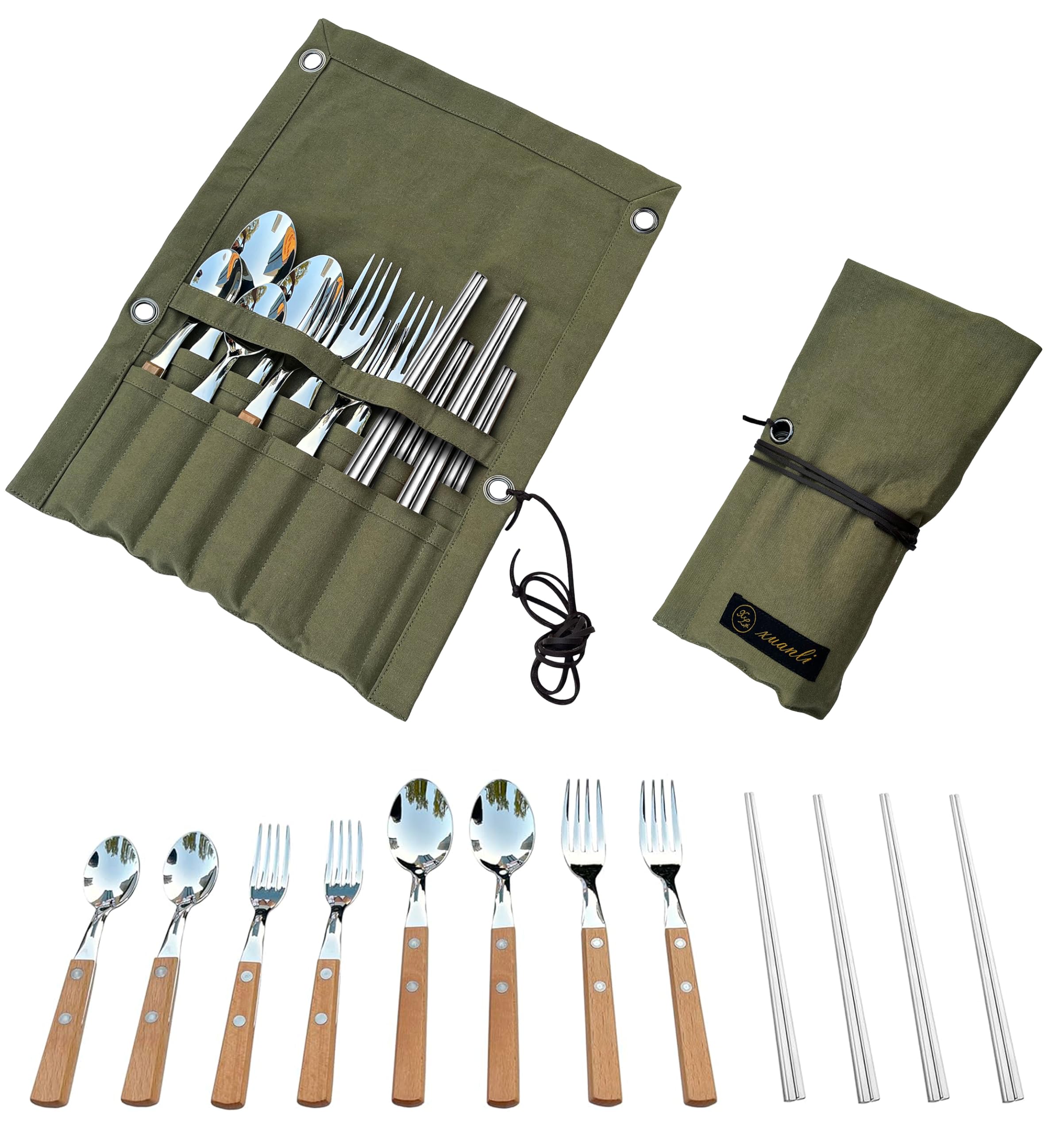 【多機能?収納便利】キャンプ カトラリーセット 4人用 スプーン フォーク 箸 アウトドア おしゃれ バー..