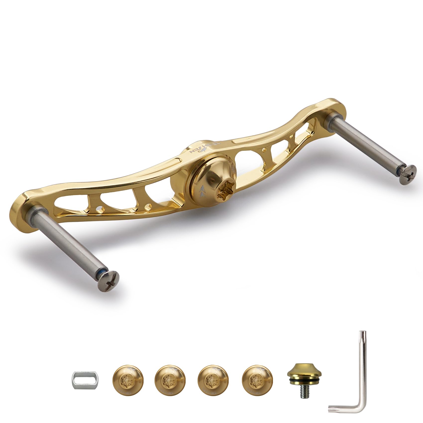 DAIWA - 88/90/105/115/120/130mm ベイト リール ハンドル(ノブ無し) 70航空アルミ製 シマノ ダイワ アブかルシア通用 ベイトリール 用 (ゴールド 90mm) (0038)