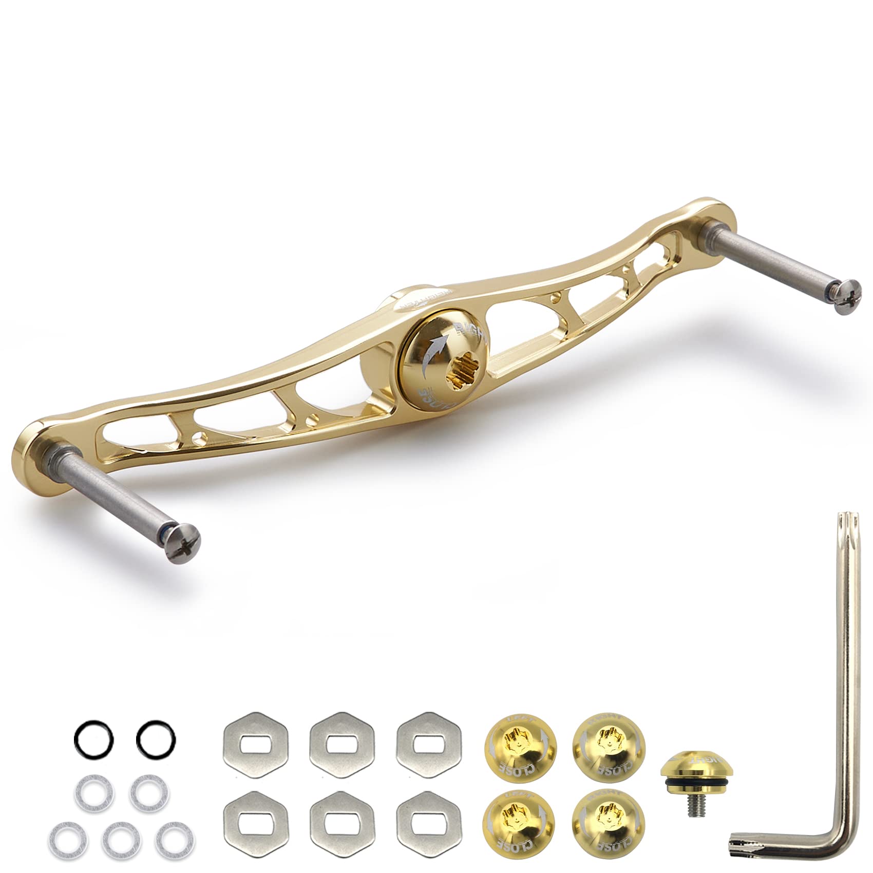 DAIWA - 88/90/105/115/120/130mm ベイト リール ハンドル(ノブ無し) 70航空アルミ製 シマノ ダイワ アブかルシア通用 ベイトリール 用 (ゴールド 130mm) (0048)