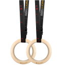 木製体操吊り輪 - オリンピック体操リング 調節可能な長いバックルのストラップ - 自宅のジム ? フィットネスのためのトレーニング - あなたの筋肉のアップ、プルアップ ? 筋力トレーニングに最適