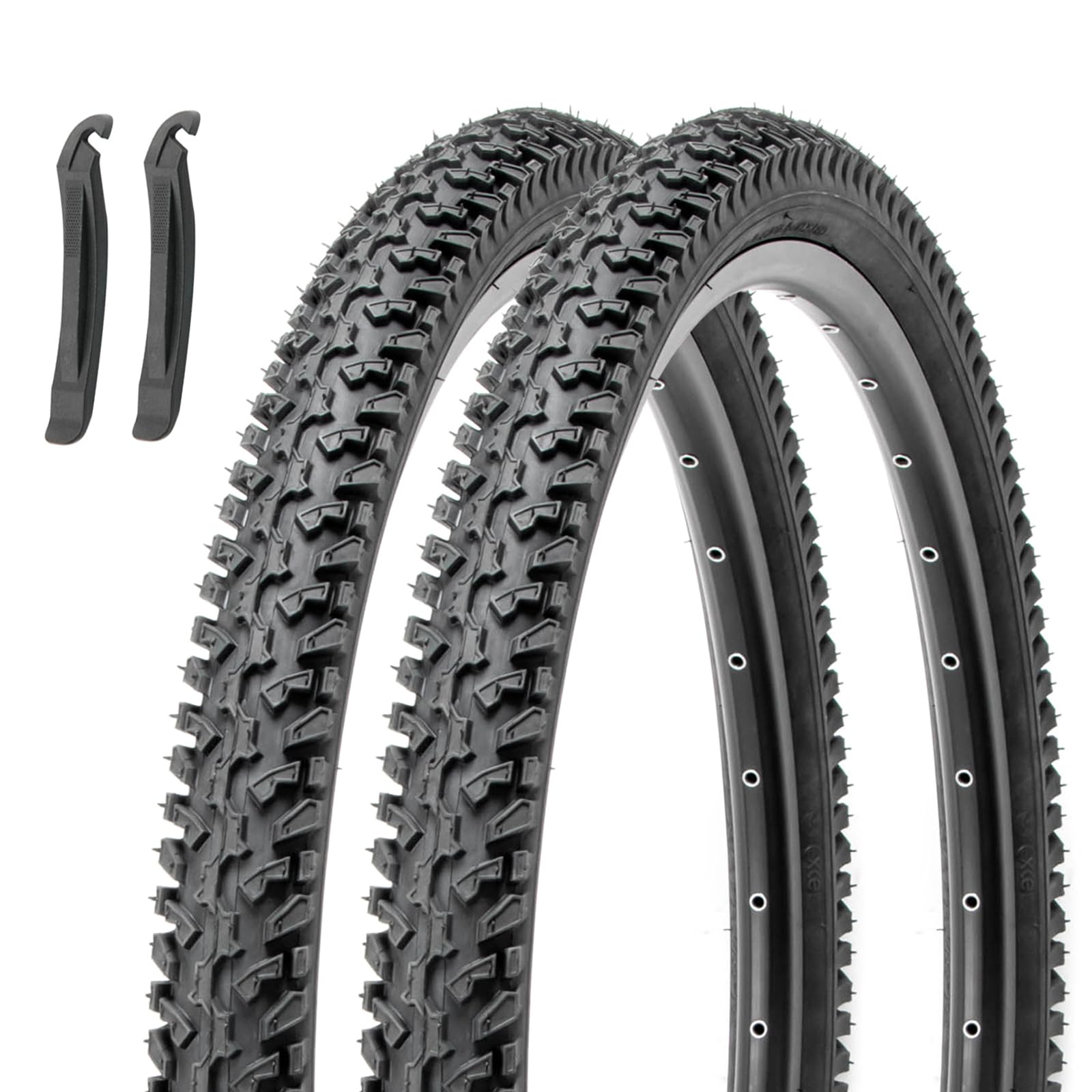 Rakuten - 1本/2本/2組セット 26インチ MTB自転車 タイヤ: 26×2.125インチ 56-559 マウンテンバイク タイヤ - パンク防止 折り畳み式 交換用タイヤ、タイヤレバー