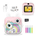 子供用プリントカメラ キッズカメラ トイ 印刷インスタントカメラ 4800 万画素 1080P 2.4 インチ IPS スクリーン 32GB メモリーカード USB 充電 子供用デジタルカメラ 幼児向けビデオ 女の子 男の子 子供の日 誕生日 クリスマス 子供プレゼント おもちゃ (ピンク)
