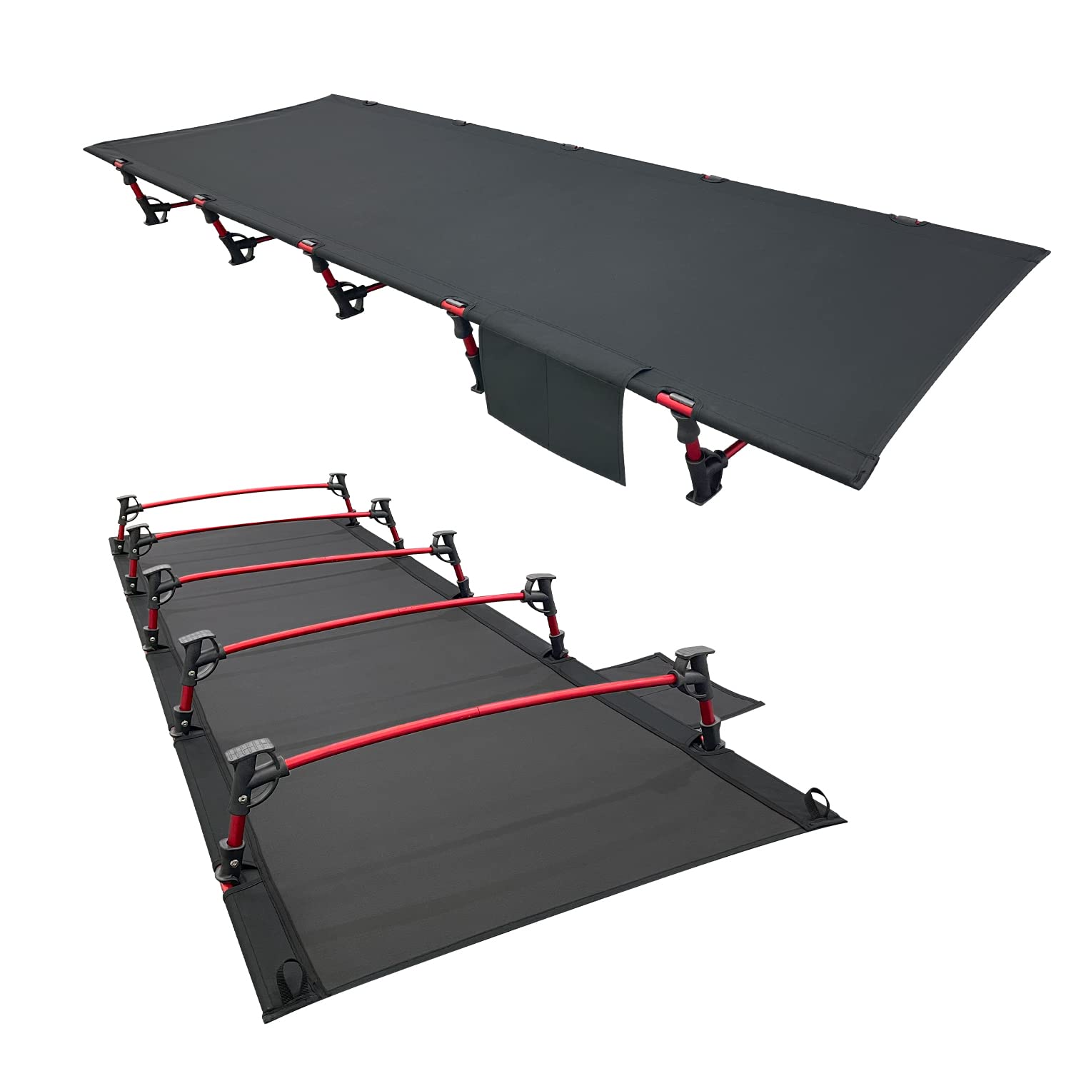 Rakuten - キャンプ アウトドアベッド ハンギング 折りたたみ式 超軽量 コンパクト 耐荷重150kg 防災 190cm*70cm (ブラック/黒)