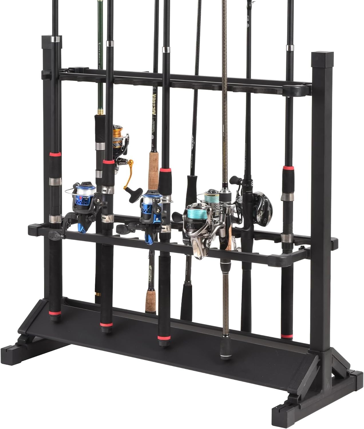ロッドスタンド 24本立て 竿スタンド 釣り竿立て ロッドホルダー さおたて 釣竿収納 アルミ製 組み立て簡単 ブラック