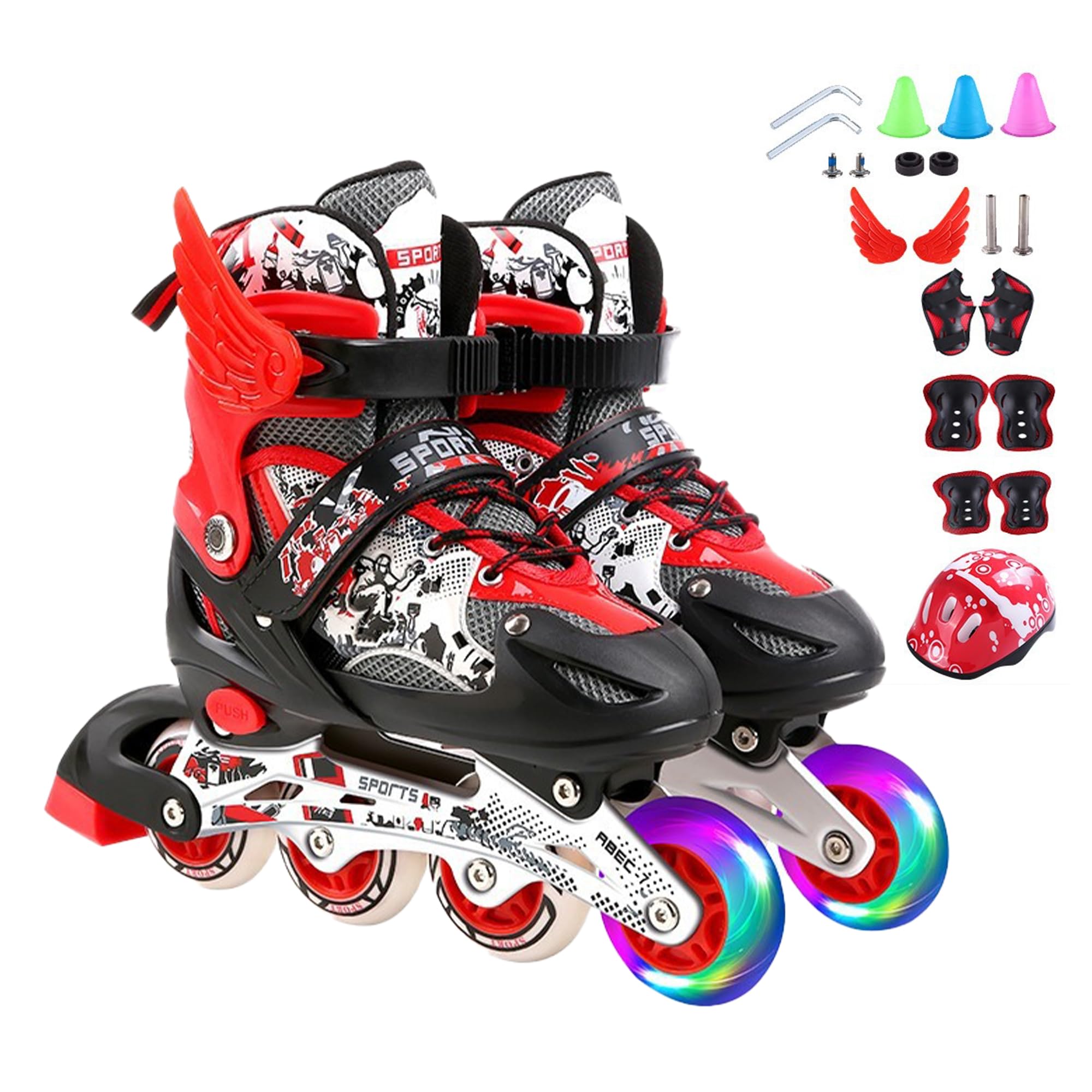 インラインスケート パッド付セッ�