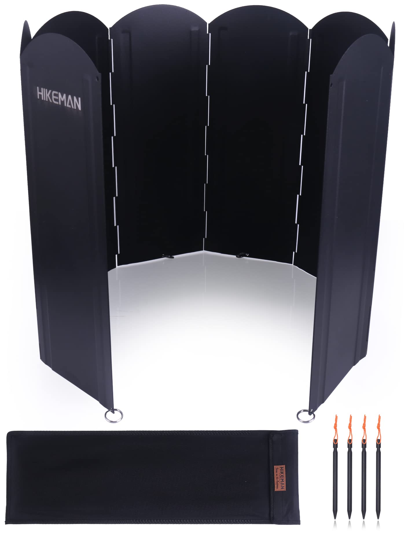 Rakuten - ウインドスクリーン 焚き火 リフレクター 大型 反射板 風除板 防風板 高さ60cm 70cm 8枚 折り畳み式 収納袋付き 亜鉛メッキ鋼板 耐熱性 耐摩耗性 煮炊き 焚き火 焚き火台 防風 バーベキュー キャンプ用品 Oリング付属