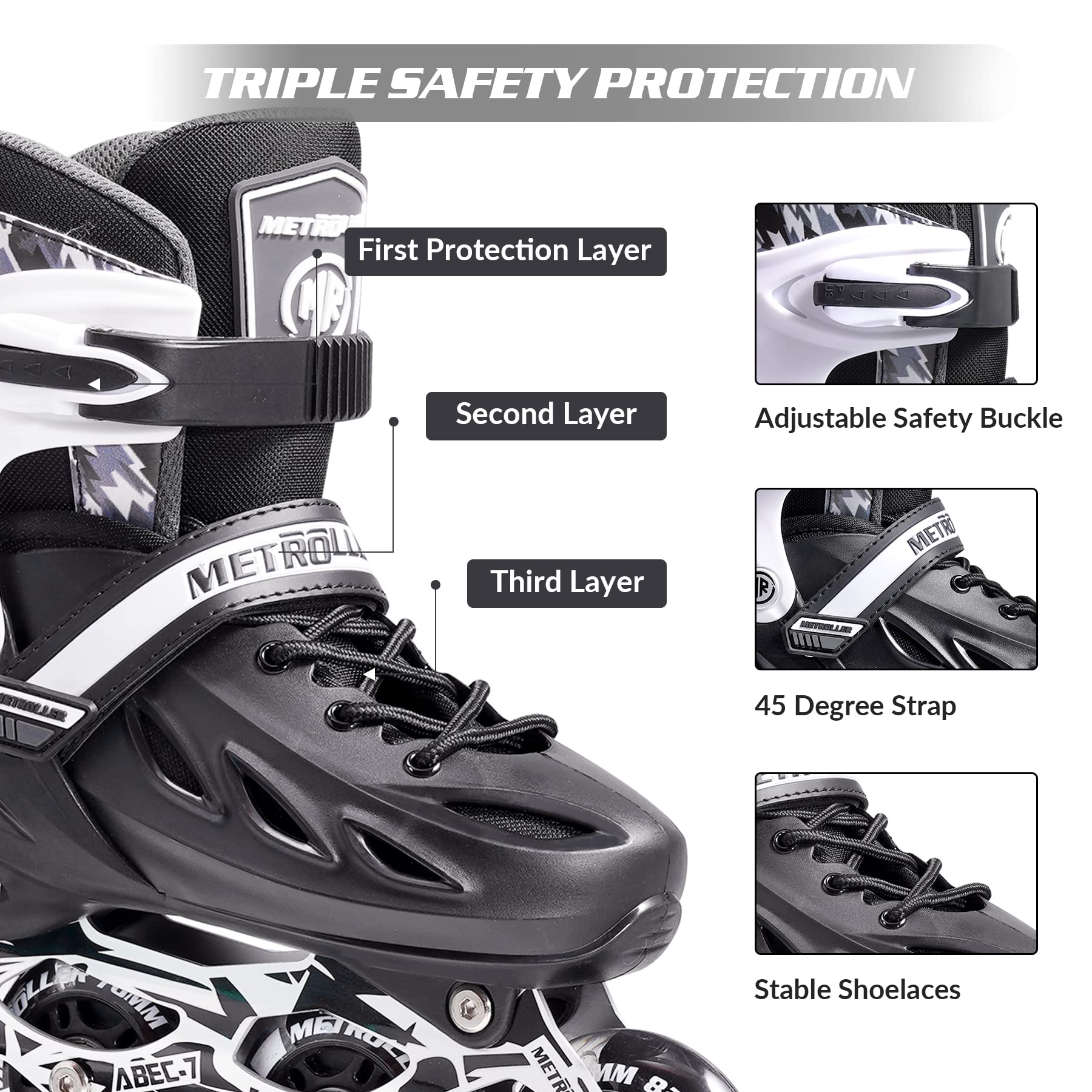 インラインスケート 男女用、女性用、4サイズ 調節可能 ローラーブレード ライトアップホイール付き、 Inline skate イルミネーションローラーブレード キッズ&大人用、初心者、若者向け 子供インライン スケート