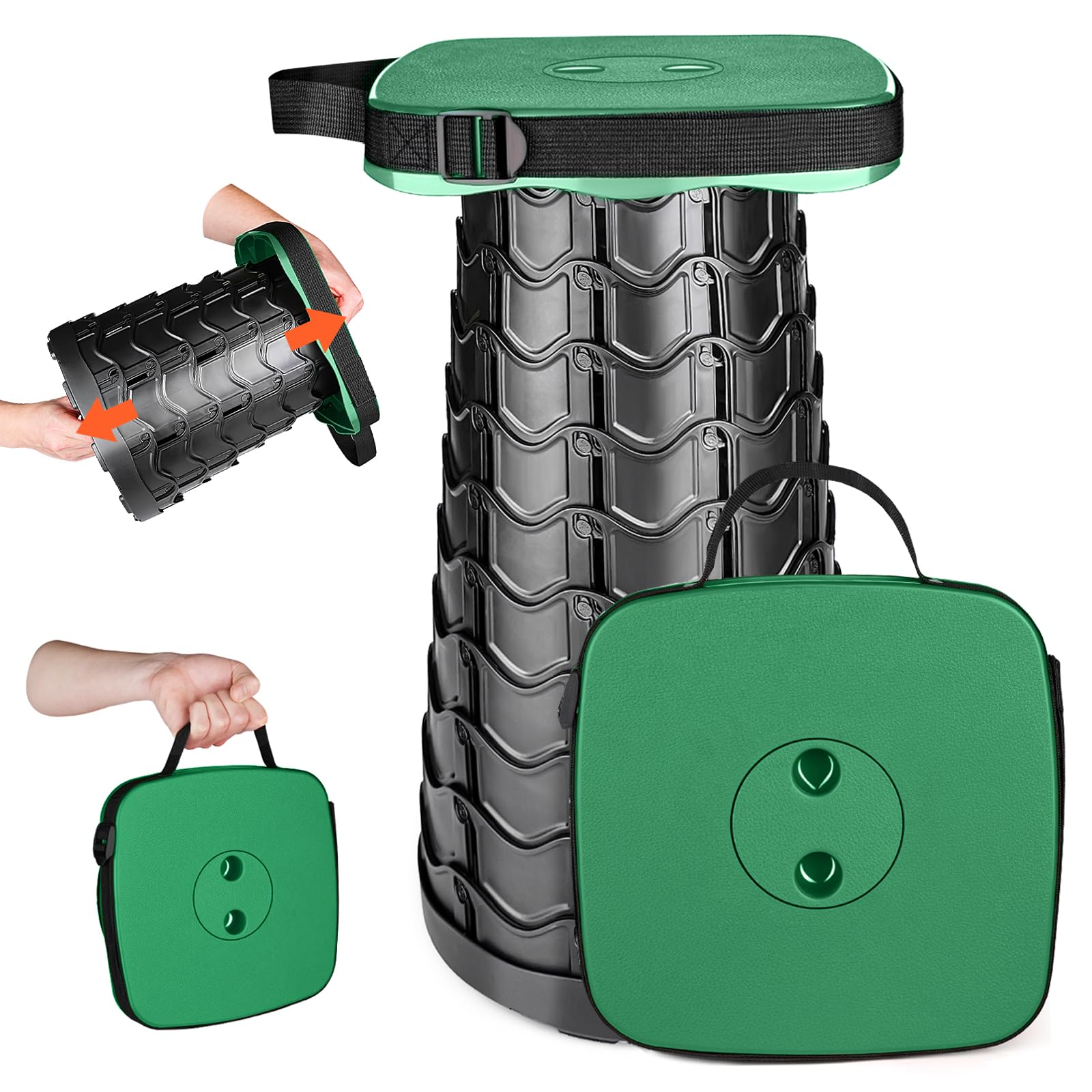 [] 折りたたみ椅子 アウトドアチェア 折畳椅子 コンパクト 角型 超軽量1秒開閉 耐荷重220KG 高さ調整可能 伸縮式スツール 防水「意匠登録」キャンプ 釣り 体育会 花見用