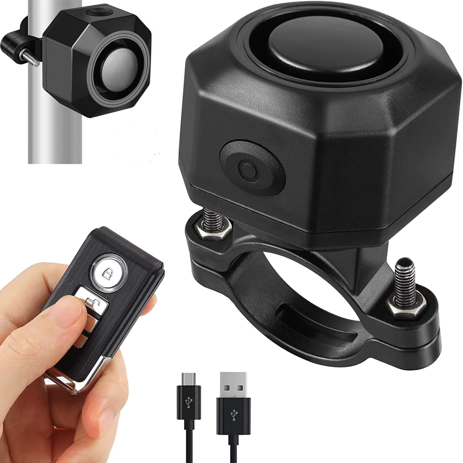 防犯アラーム バイク 防犯ブザー 3段音量調節 7段階感度調整 最大110dB カーセキュリティ 盗難防止 IP6..