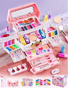 水で落ちる! かわいいダイヤモンド型 女の子 プレゼント アイシャドウ ネイルポリッシュ リップスティック チーク ネイルシール メイクブラシ 一体型収納ボックス付 鏡付き