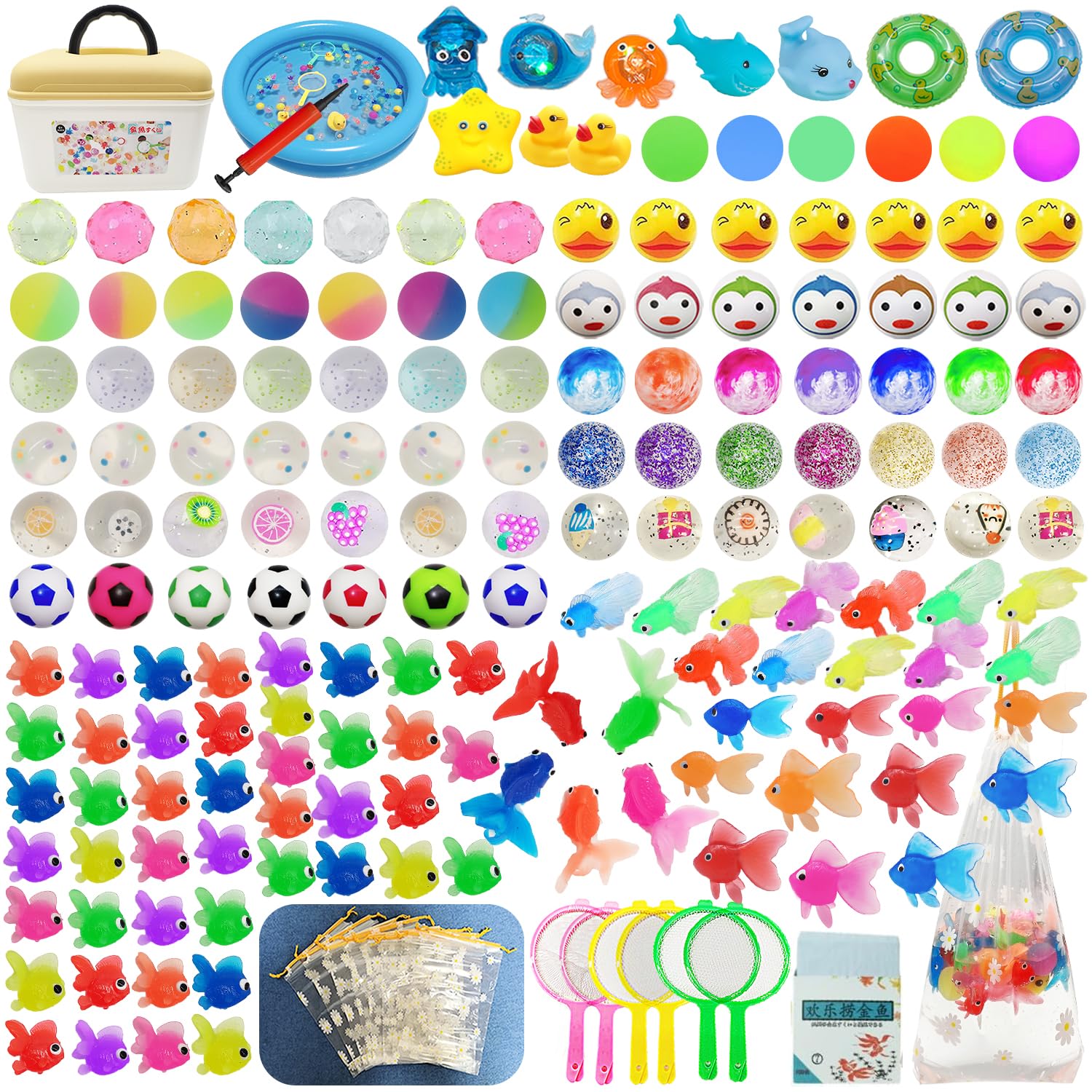 金魚すくい おもちゃ 260点セット 縁日 おもちゃアヒル スペア紙100枚入り ポイ 金魚袋付き 子供 景品 お楽しみグッズ お祭り イベント 子供会 水遊びおもちゃ スーパーボールすくいのサムネイル