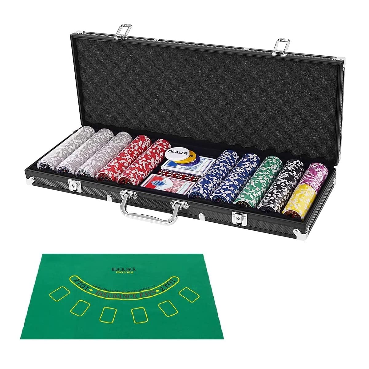 Rakuten - ポーカーセット 500枚チップ 数字入り マット付き ポーカーチップ チップ カジノチップ カジノゲーム ブラックケース