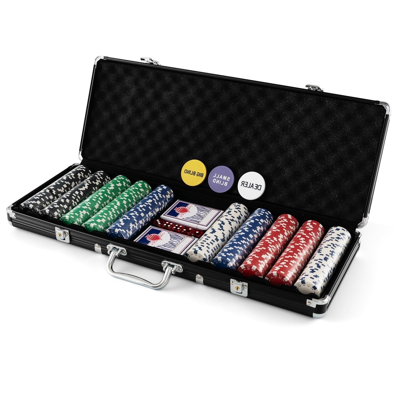 Rakuten - ポーカーセット 500枚チップ 数字無し マット付き ポーカーチップ カジノチップ テーブルゲーム カジノセット ブラックケース