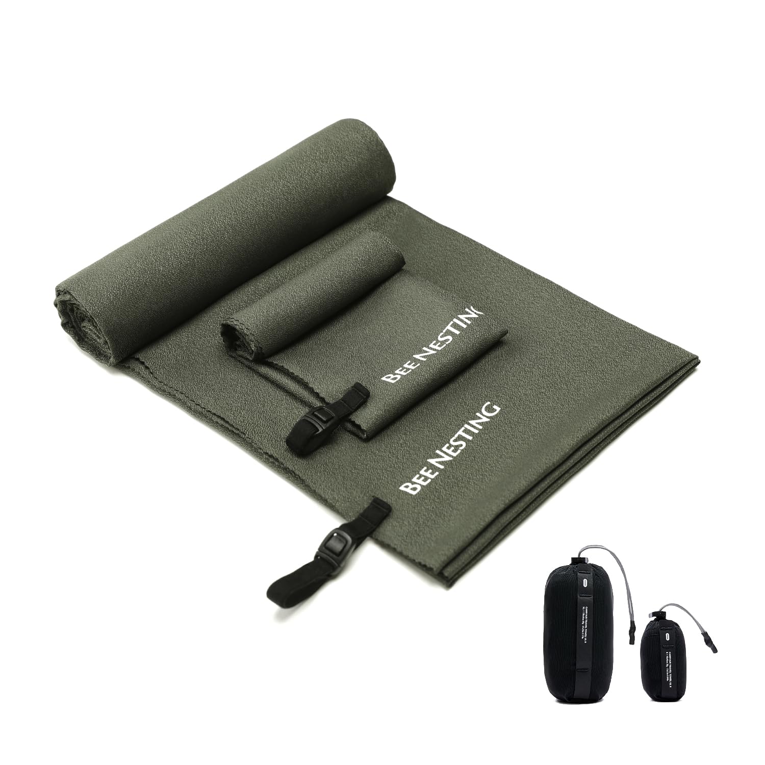 超軽量 速乾タオル2枚セット 超吸水 抗菌 防臭 スポーツタオル く折りたためる コンパクト 収納袋付き..