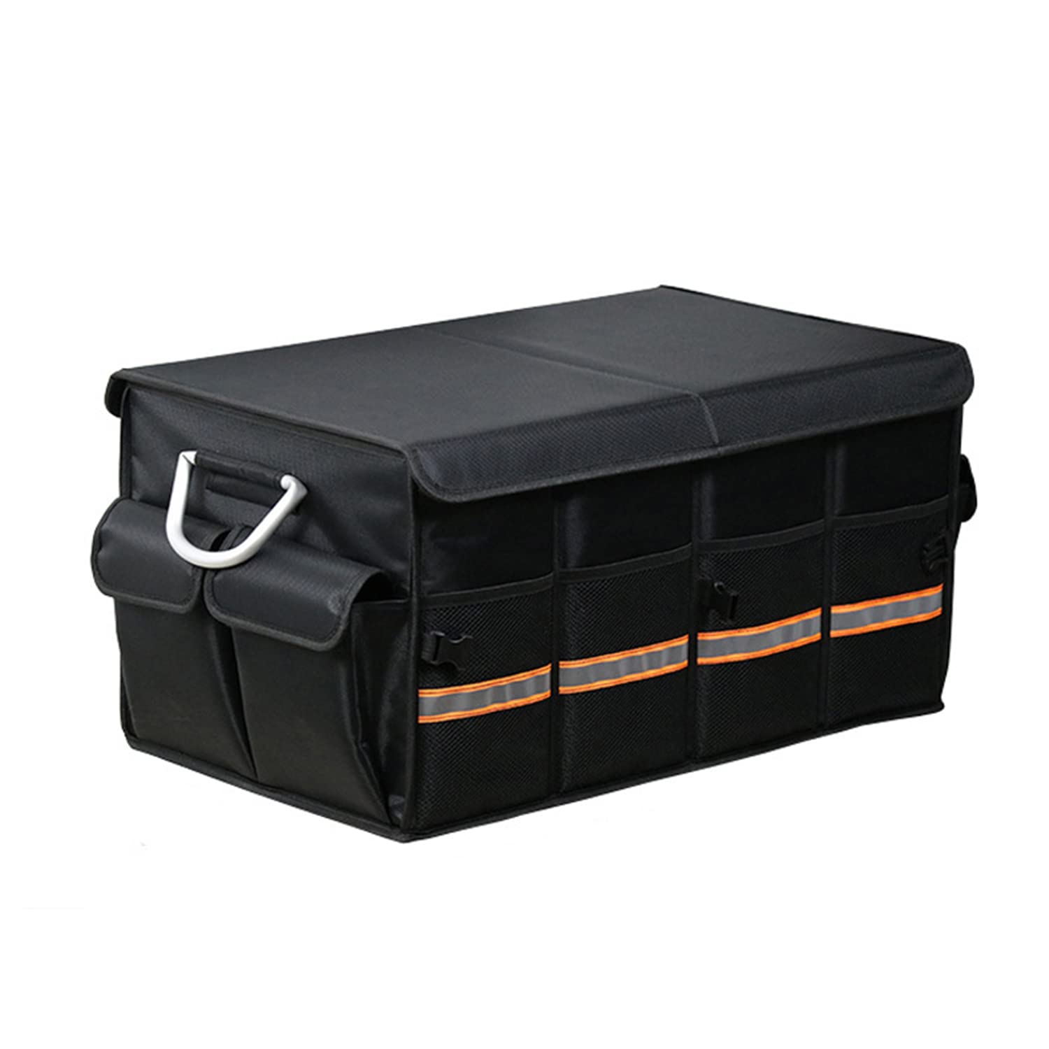 Rakuten - 車用収納ボックス トランク収納ボックス 折りたたみ式 仕切り可能 (M 黒)