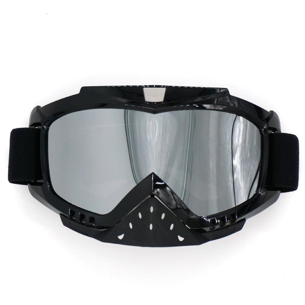 オフロードバイクゴーグル ノーズ ガード 付き 保護メガネ 柔軟 広い視野 UVカット 防風 防塵 アウトドア スポーツ エンデューロ モトクロス ゴーグル 男女兼用 (シルバーA)