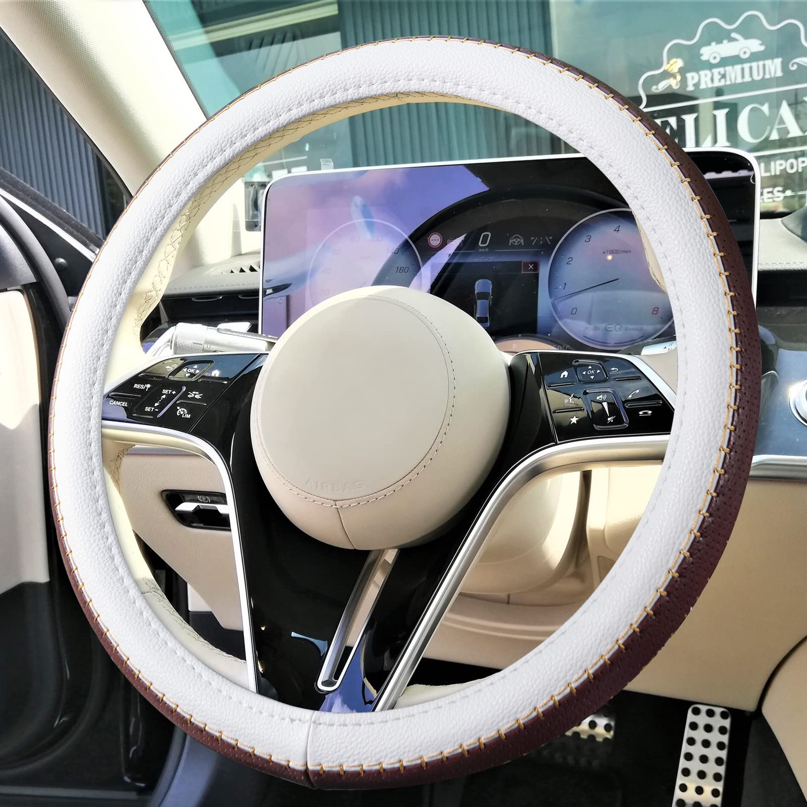 ハンドルカバー 軽自動車 普通車 sサイズ 手触りよい 通気性よい ステアリングカバー かわいい おしゃれ 滑り止め 柔らかく快適 車用内装パーツ オールシーズン対応 ブラウン