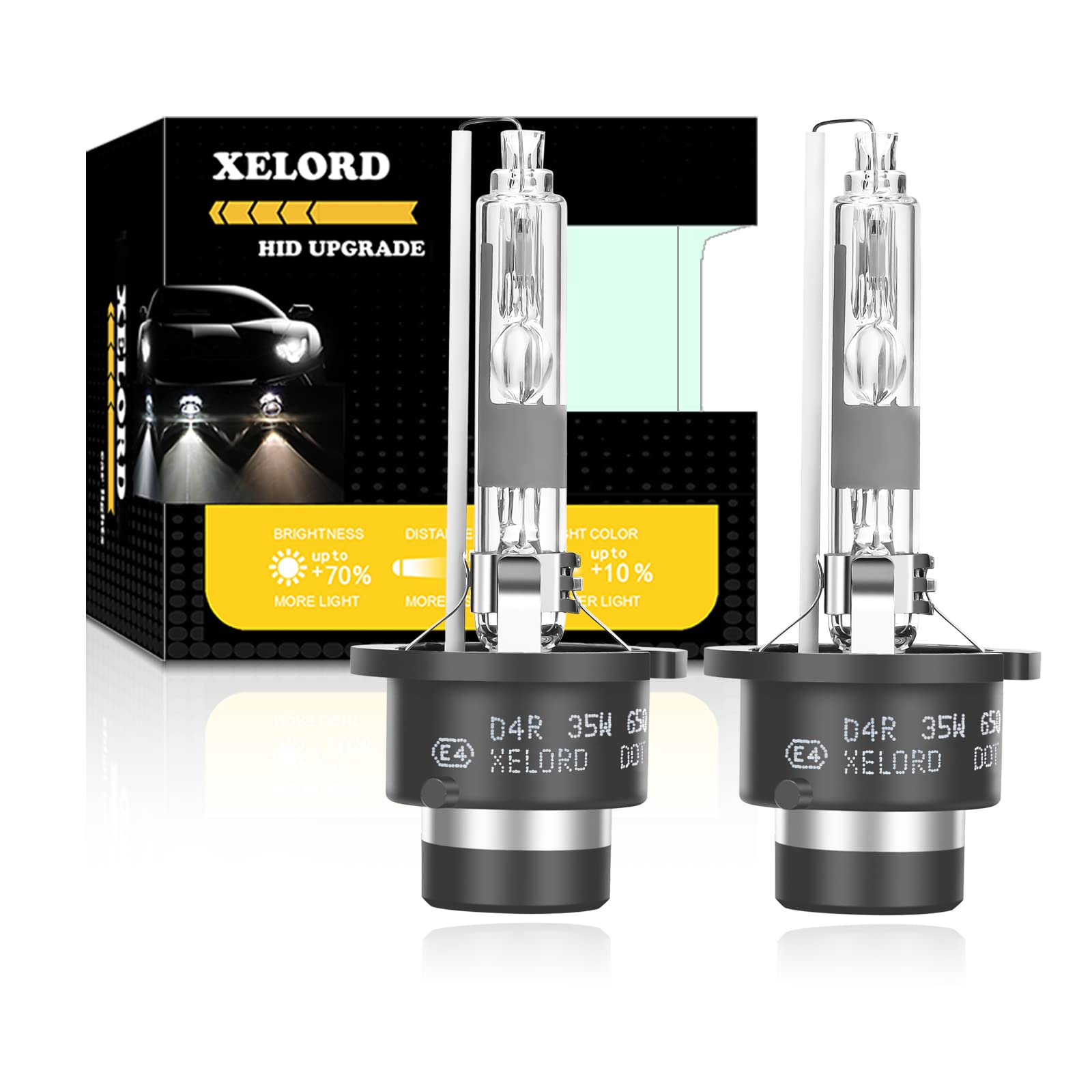 Rakuten - 車用 ヘッドライト HID バルブD4R 6500K ホワイトアップ 35W 12V 車検対応 交換用 HIDランプ (2個入)…