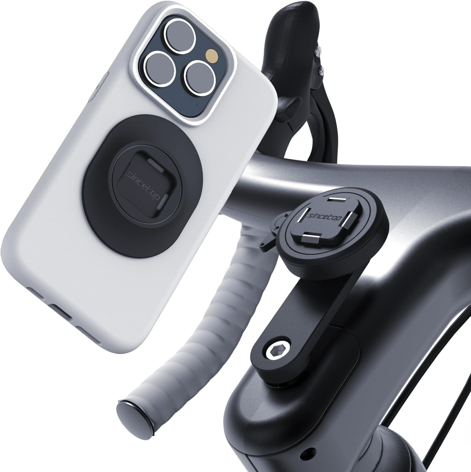 Rakuten - Qシリーズ マウンテンバイク用スマホホルダー - ユニバーサルステムキャップホルダーブラケット、CNCアルミニウム合金、ロード＆eバイク＆グラベルバイク用クイックインストール