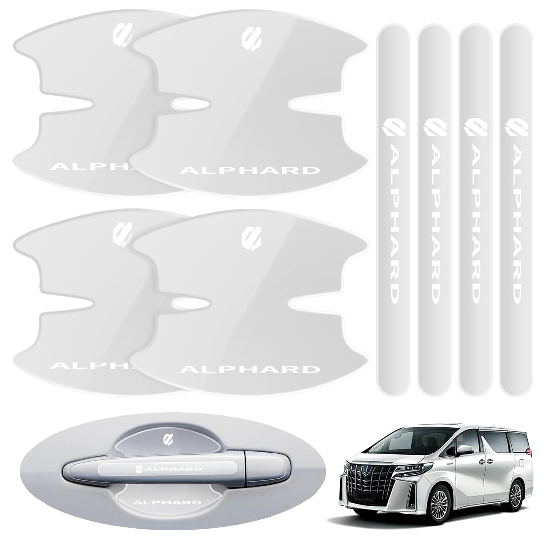 樂天商城 - ドアハンドル プロテクター パーツ 最新型アルファード2023(令和5)年6月 発売モデルに適用 キズ防止 滑り止め 手触りいい 塗装守り 取り付け簡単 厚みあり 水防止アクセサリー 専用ロゴ (アルファード)