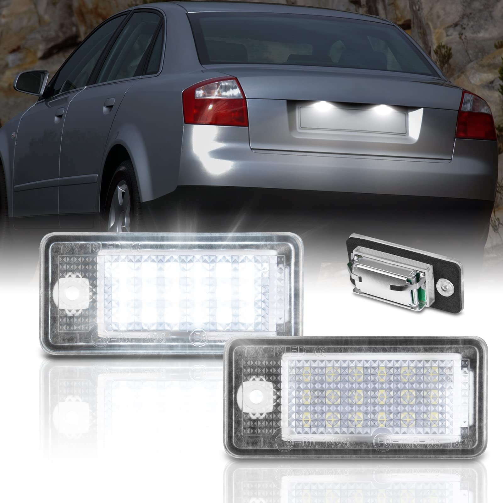 LED ライセンスランプ アウディ用 ナンバー灯 A3 A4 A5 A6 A8 Q7 S3 S4など 激白ホワイト ナンバー灯 交換型 ライトユニット