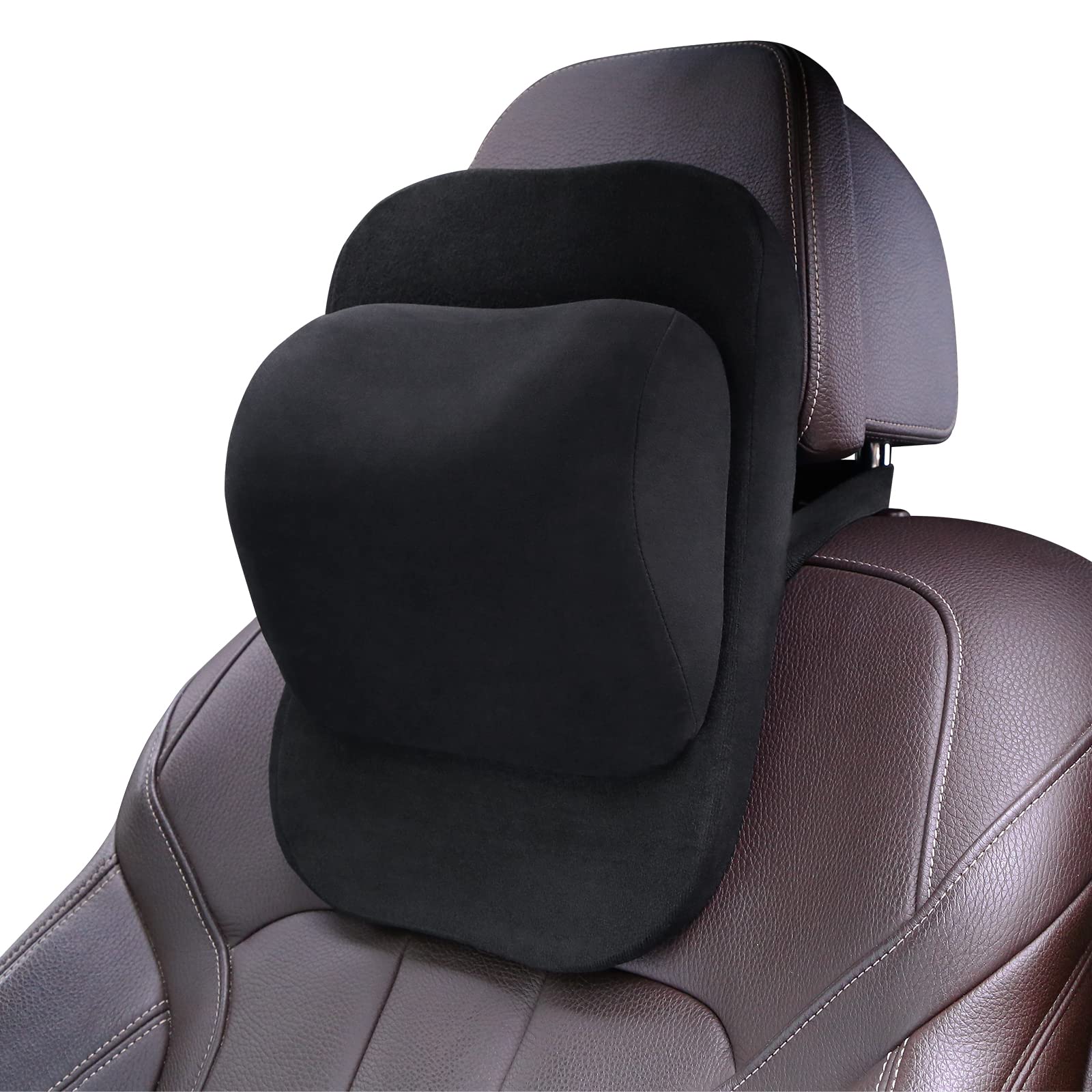 乐天商城 - ネックパッド 車 ヘッドレスト クッション 低反発 ゲーミングチェア 上下調節可能 ドライブ メモリーフォーム 首まくら 頚椎サポート 旅行 運転 ブラック YWLYTZ137-BK