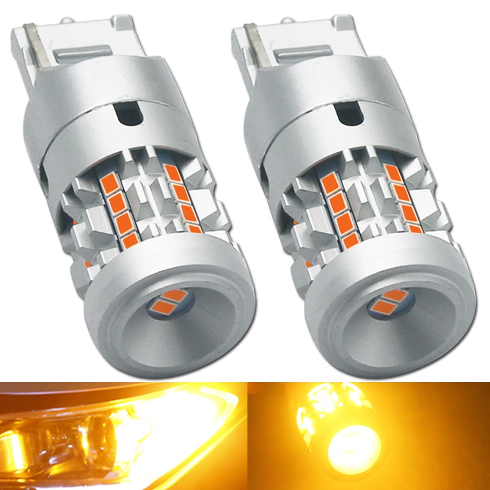 Rakuten - T20 ピンチ部違い LEDウィンカー バルブ ハイパー点滅なし アンバー 爆光 12V-24V キャンセラー内蔵 ステルス車検対応 2個入り