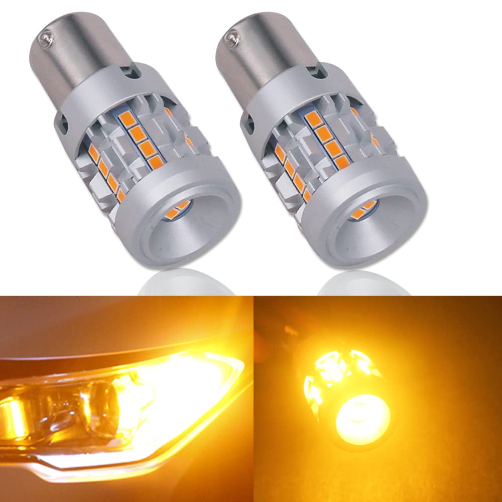 Rakuten - S25 ピンチ部違い 180° LED ウィンカー BA15S P21W バルブ ハイパー点滅なし アンバー 爆光 12V-24V キャンセラー内蔵 ステルス車検対応 2個入り