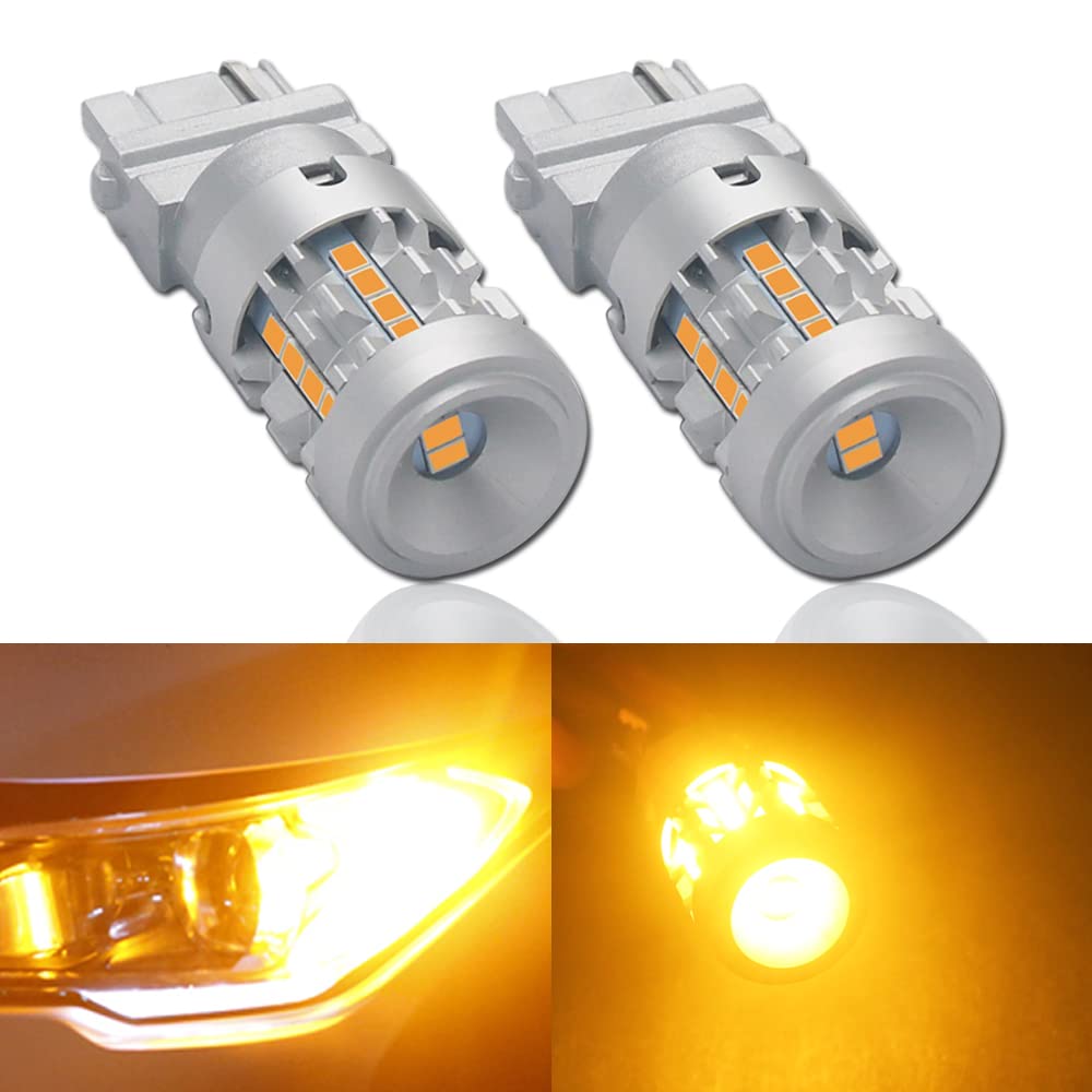 Rakuten - T25 LED ウィンカー P27W 3156 3157 バルブ ハイパー点滅なし アンバー 爆光 12V-24V キャンセラー内蔵 ステルス車検対応 2個入り