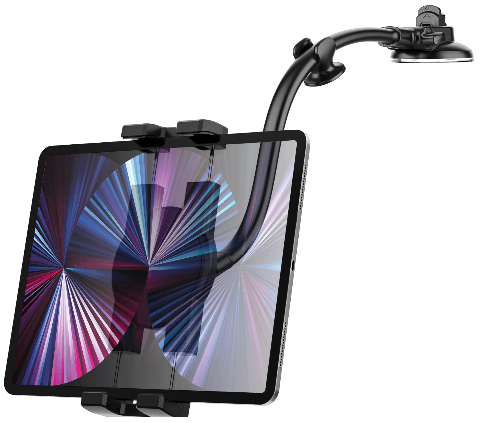 車載ホルダー ダッシュボード車タブレットホルダー 強力真空吸盤式スマホスタンド 330mmフレキシブルアーム サクションカップipadホルダー カーフロントガラス/ダッシュボード取り付け 360度回転 自由調節 安定性 日本語説明書付き タブレットとスマートフォン