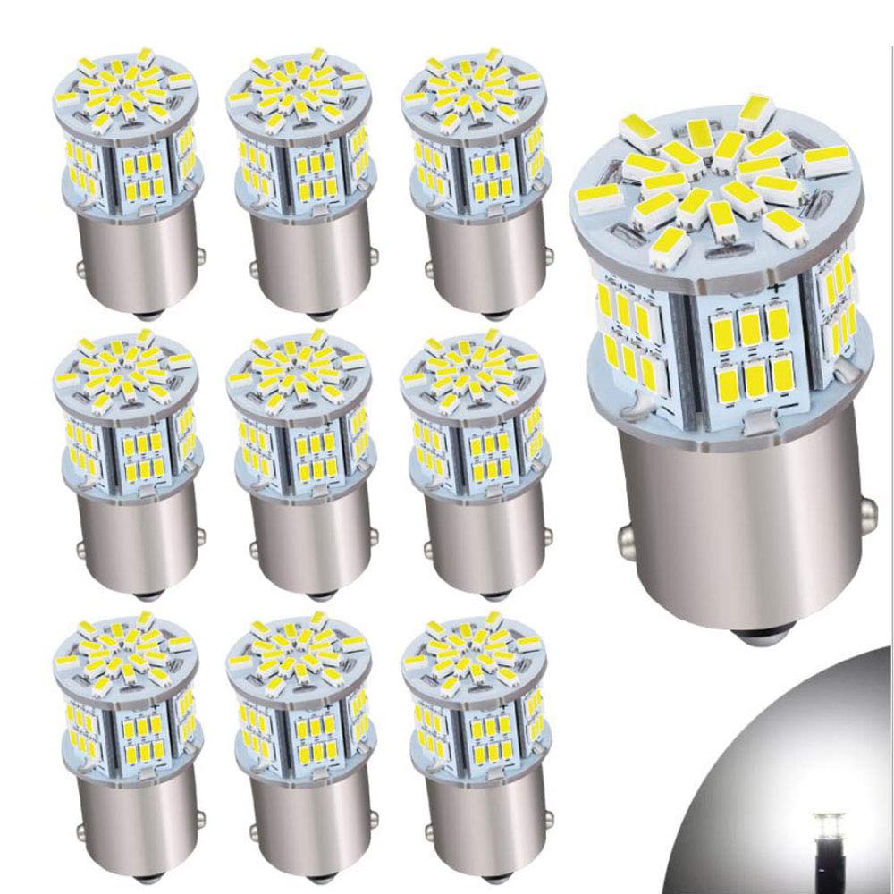Rakuten - S25 シングル球 12V-24V ホワイト ピン角180度 （P21W 1156 G18 BA15S) 54連 LEDバルブ 3014SMD 汎用 車用トラック サイドマーカー ウインカー バックランプ ポジション LED ライト 10個セット