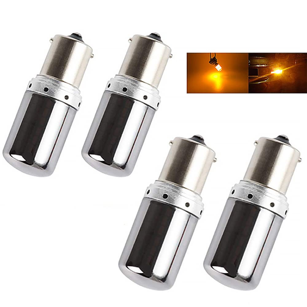 ウインカー S25 LED シングル ステルスバルブ ハイフラ防止 抵抗内蔵 アンバー オレンジ 1156 BA15S P21W クロームバルブ ステルス球 ステルス クローム バルブ キャンセラー内蔵 LEDウインカー LEDバルブ ピン角 180度 12V 車 バイク 3014SMD 144連 4個セット