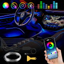 【第2世代】車 LEDライト 車内 アンビエントライト USB式 雰囲気ライト 8色切替 RGB 車用LEDテープ インテリアライト 音に反応 多種モード 防水...
